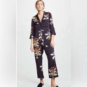 Madewell Satin Pajama Jumpsuit in Blooming Oasis Floral Print Size MD